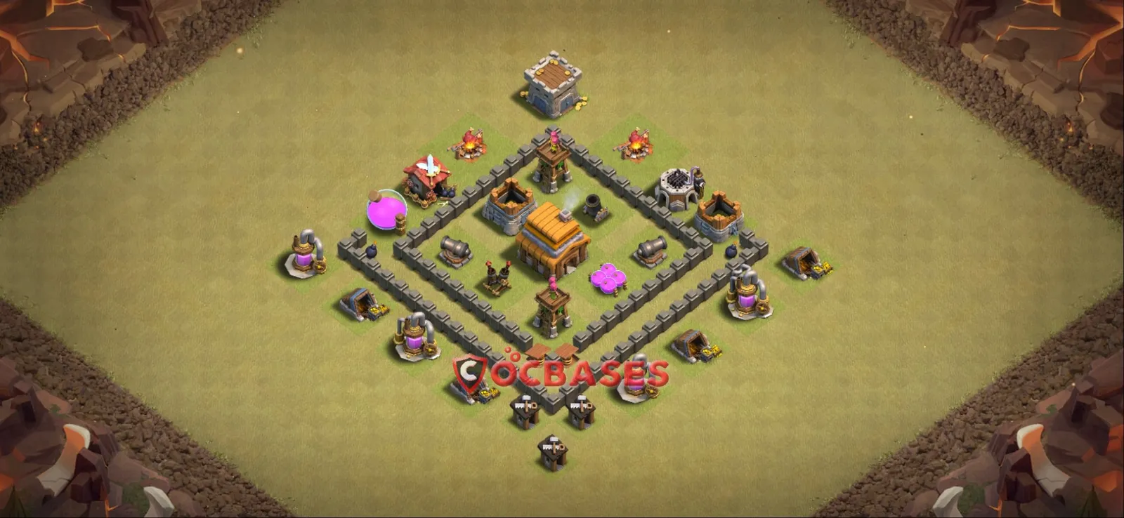 War (Anti-3 Star) Base TH4 with Link | Clash of Clans Bases | Layouts ID txfx4