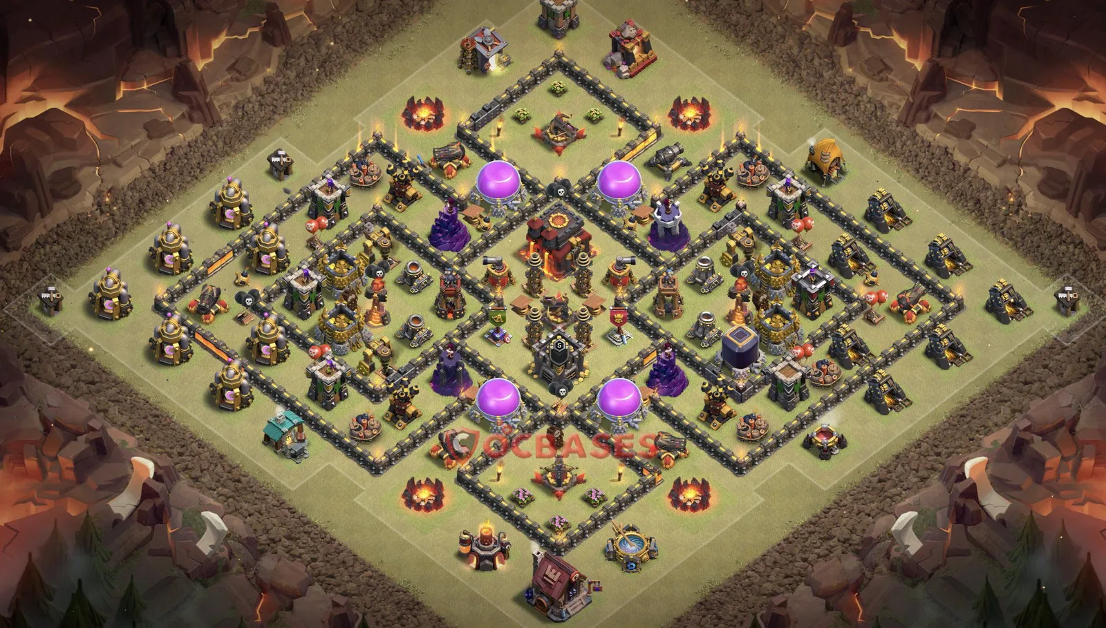 War (Anti-3 Star) Base TH10 with Link | Clash of Clans Bases | Layouts ID vh4ii