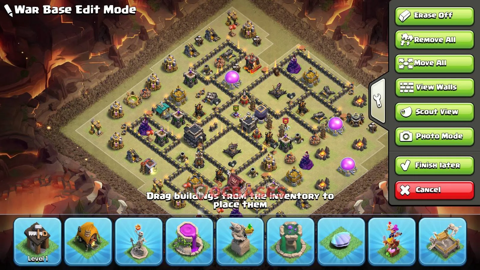 War (Anti-3 Star) Base TH9 with Link | Clash of Clans Bases | Layouts ID vyxq7