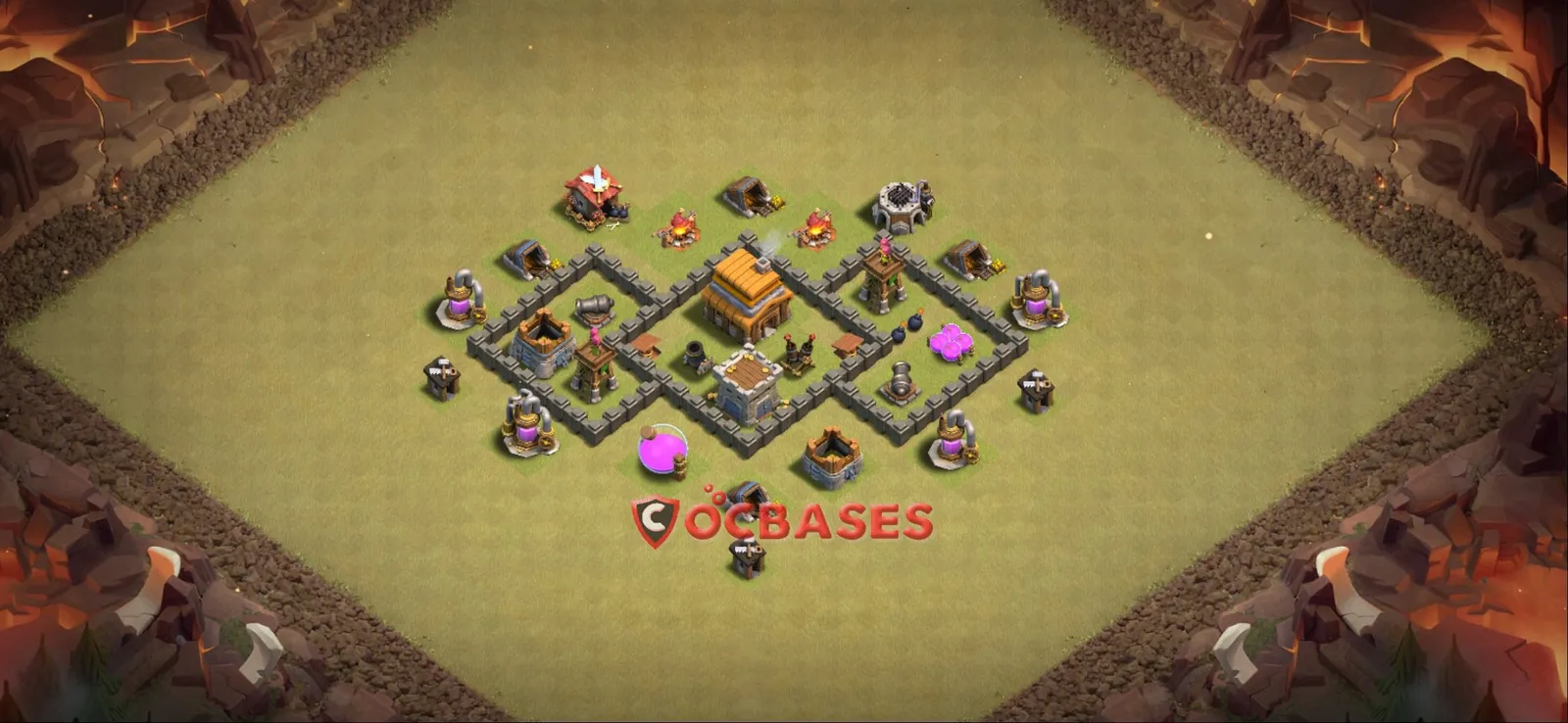 War (Anti-3 Star) Base TH4 with Link | Clash of Clans Bases | Layouts ID w2cjk