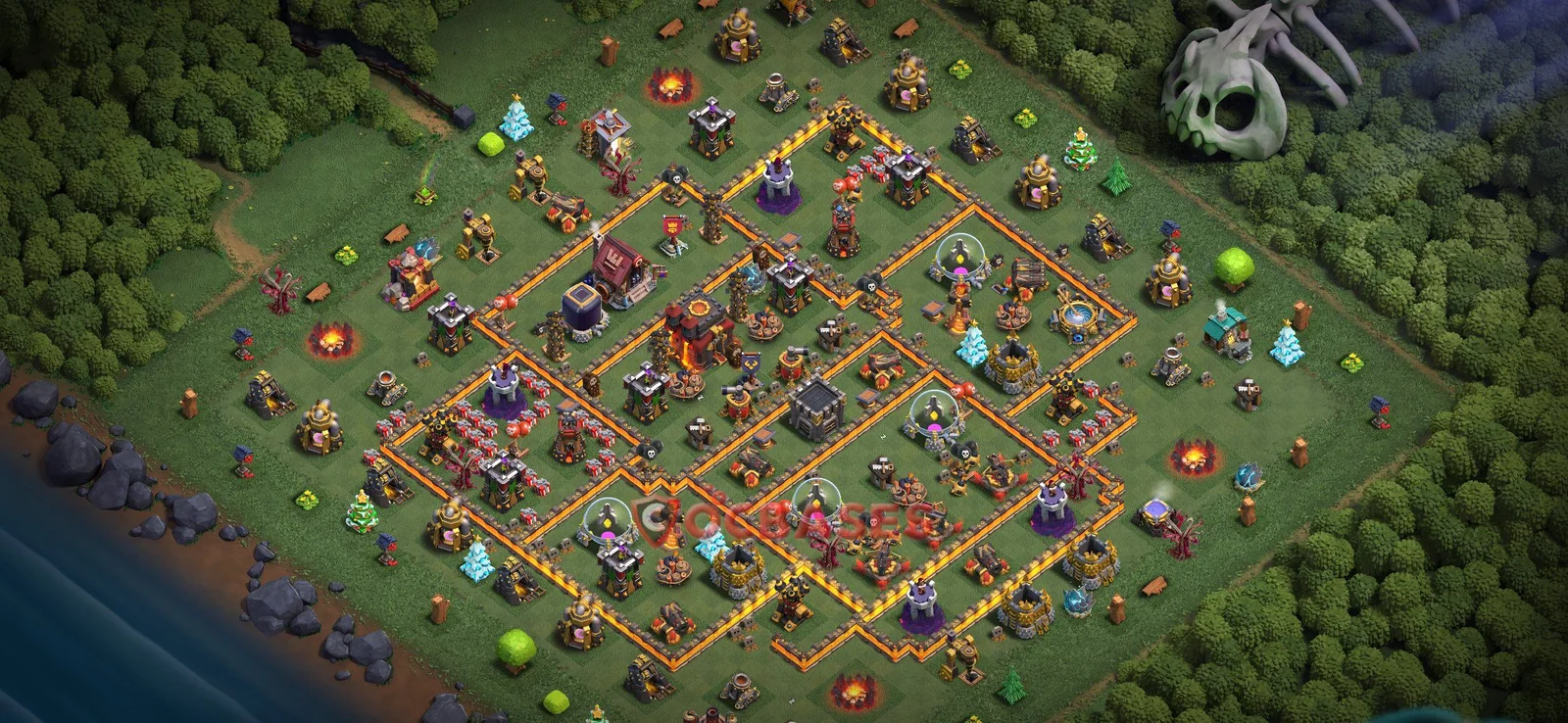 War (Anti-3 Star) Base TH10 with Link | Clash of Clans Bases | Layouts ID wvupb