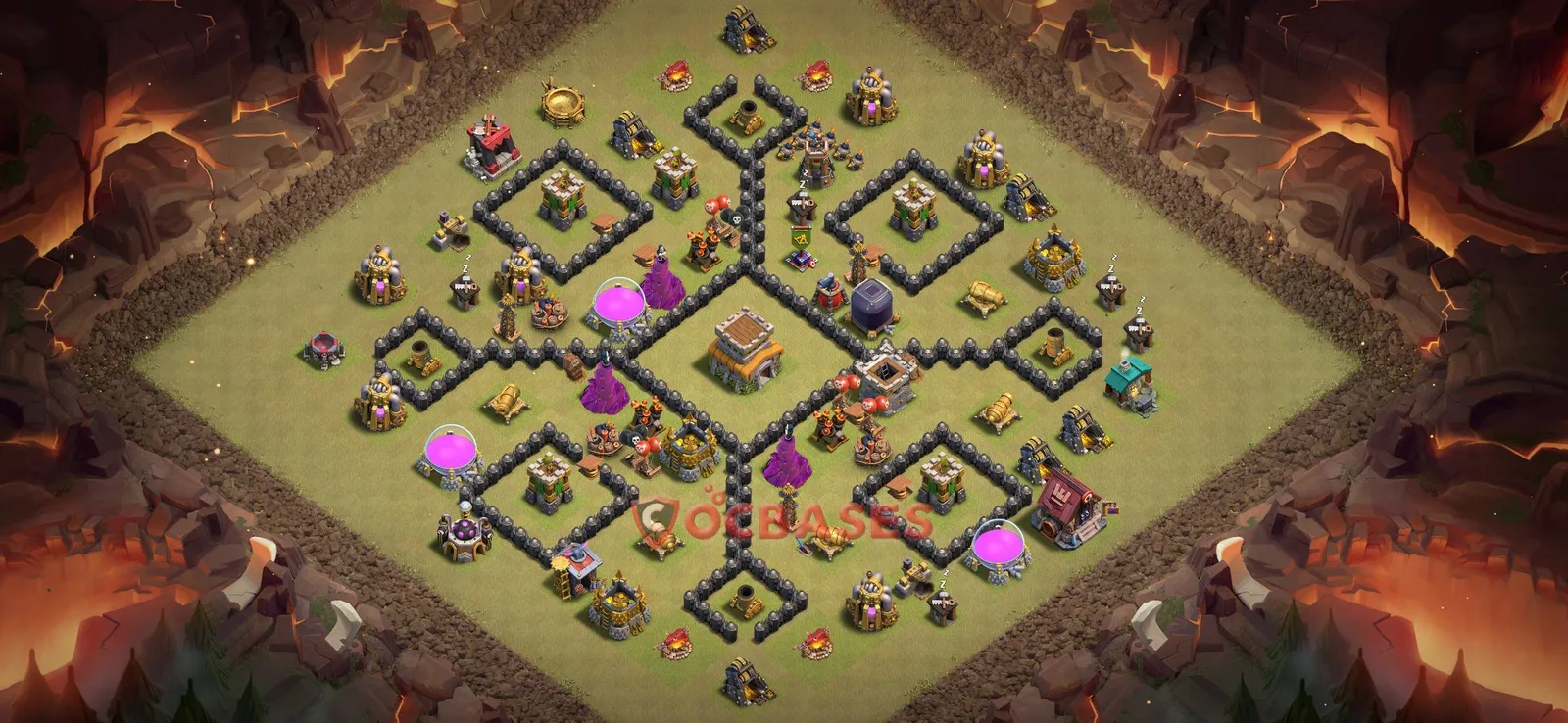 War (Anti-3 Star) Base TH8 with Link | Clash of Clans Bases | Layouts ID xj83w