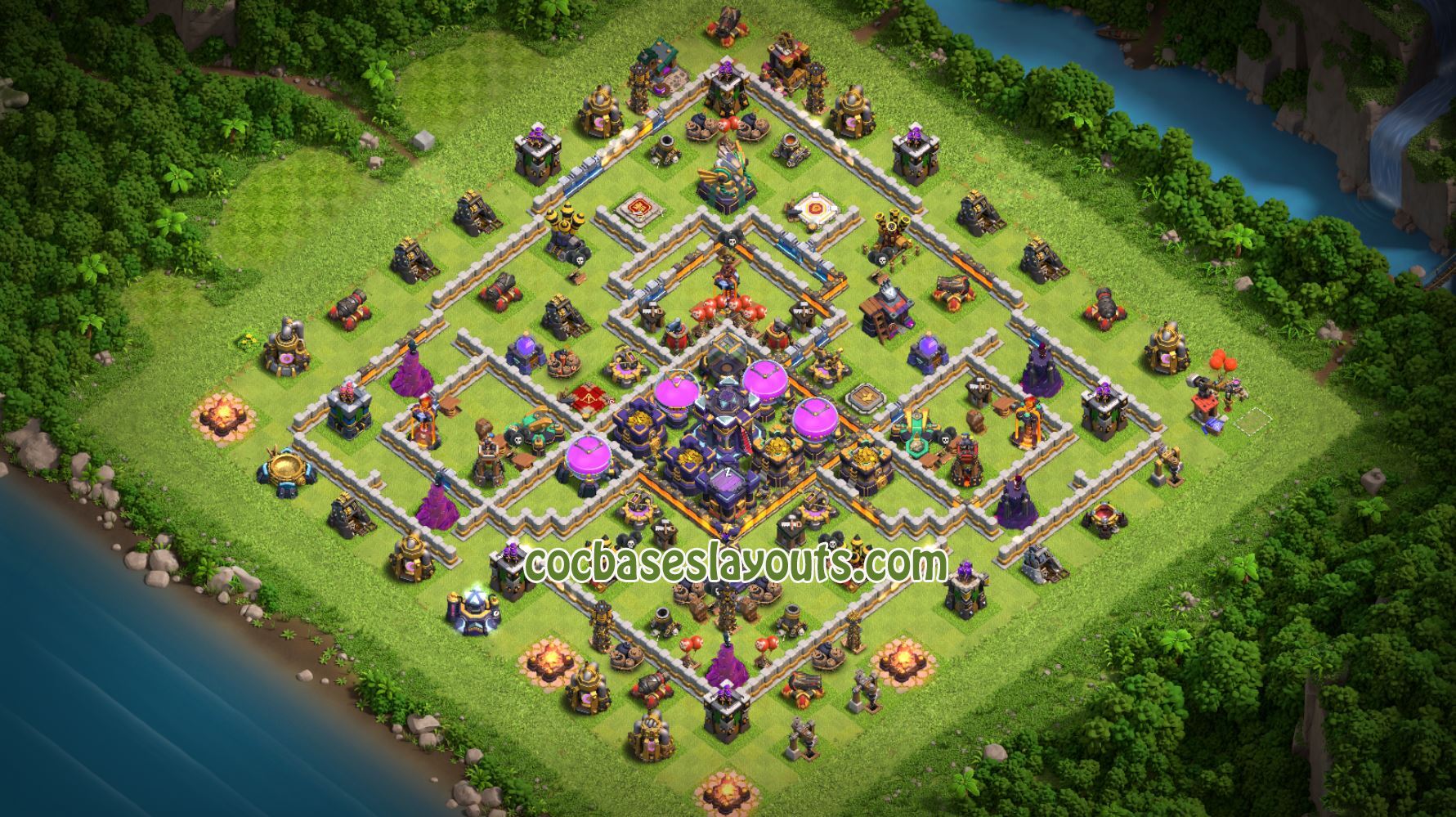 TH 15 Base COC Layout - XV48 with Link - COC Bases Layouts