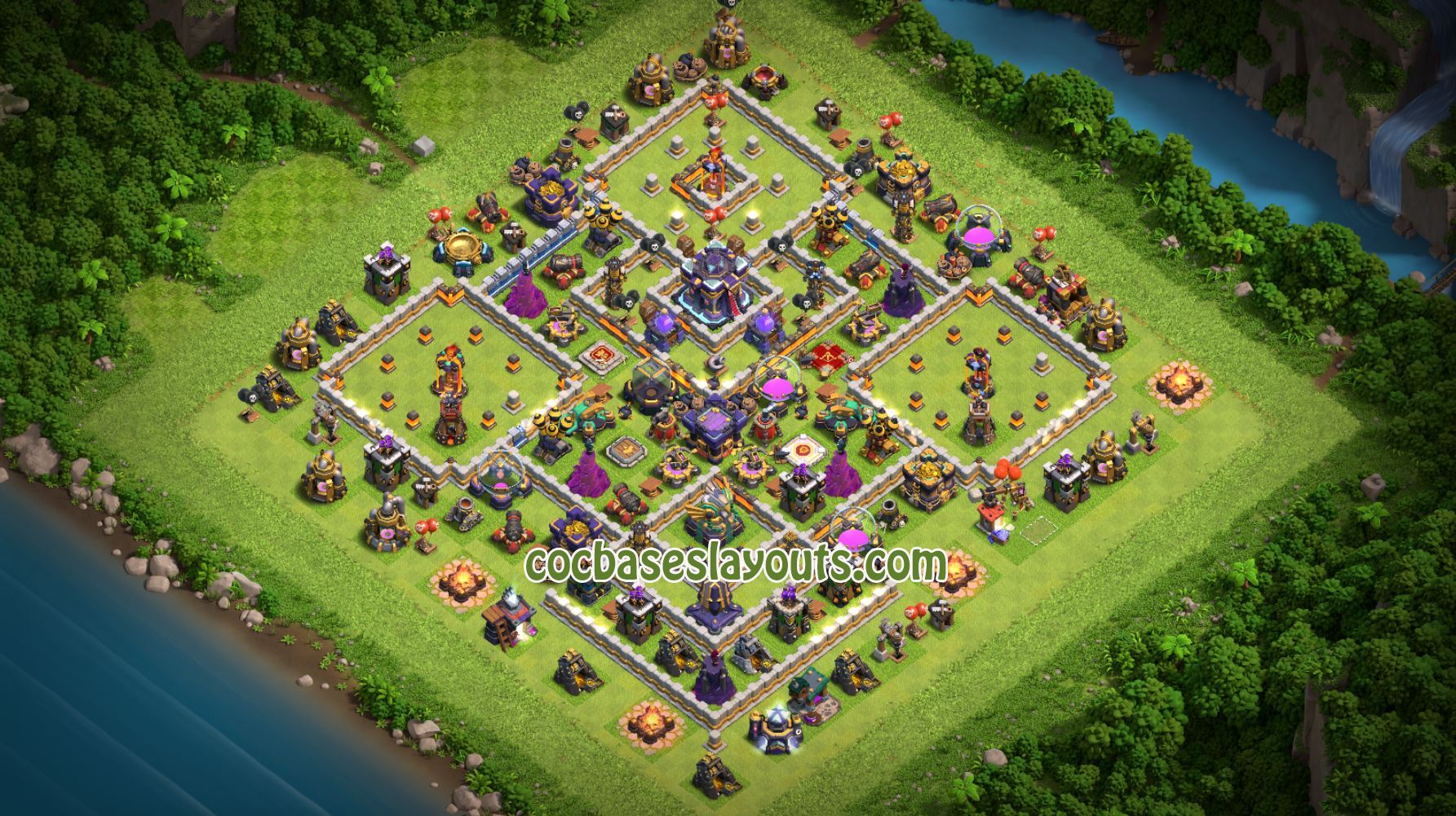 TH 15 Base COC Layout - XV77 with Link - COC Bases Layouts